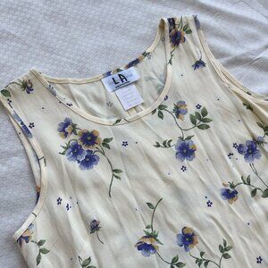 Los Angeles Gal | 90s Vintage Pale Yellow Dress with Purple Flowers, Size 8/12